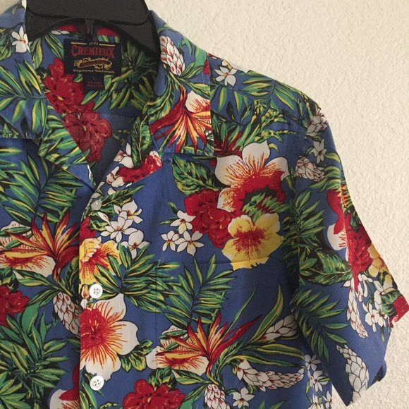 Men's CREMIEUX Hawaiian Single Pocket Button Down Shirt - Picture 3 of 15